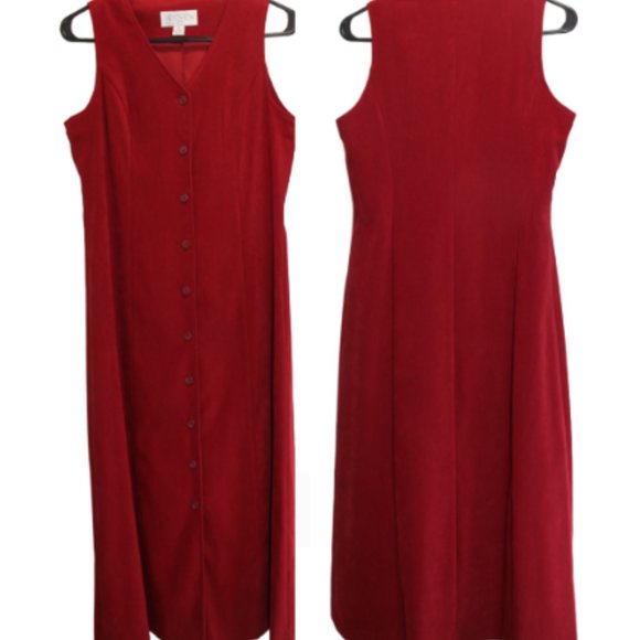 Casual Corner Dresses & Skirts - Casual Corner Annex Woman Size 6 Burgundy Red Maxi Dress Sueded Sleeveless